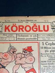 KÖROĞLU gazetesi 1941 YILI ALMAN RUS SAVAŞI KARİKATÜR NAZİ ALMANYASI DÖNEMİ