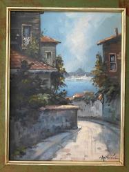 MURAT ERSİN TABLO TUVALE YAĞLI BOYA SÜLEYMANİYE BOĞAZİÇİ