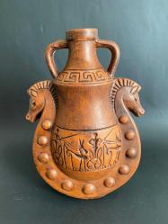 ÇANAKKALE ÇİFT AT BAŞLI SERAMİK MATARA TRUVA ATI NADİR ESER