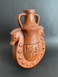 ÇANAKKALE ÇİFT AT BAŞLI SERAMİK MATARA TRUVA ATI NADİR ESER