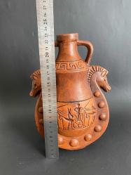 ÇANAKKALE ÇİFT AT BAŞLI SERAMİK MATARA TRUVA ATI NADİR ESER