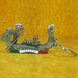 VINTAGE ÇİFT TARAFLI MİNELİ ALAŞIM METAL VENEDİK GONDOL ANAHTARLIK