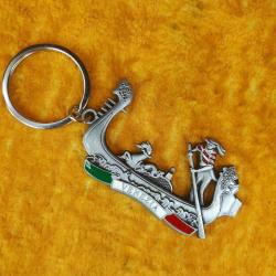 VINTAGE ÇİFT TARAFLI MİNELİ ALAŞIM METAL VENEDİK GONDOL ANAHTARLIK