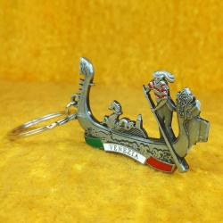 VINTAGE ÇİFT TARAFLI MİNELİ ALAŞIM METAL VENEDİK GONDOL ANAHTARLIK