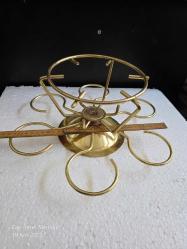 Vintage Avrupa Pirinç kaplama, ISITICI HAZNELİ DEMLİK VE DÖNER FİNCAN STANDI