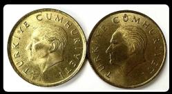 1991 - 500 Lira Çil 2’li Lot (Sık ve Seyrek Saç Baskı)TCML91 ÇİL