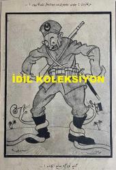 Osmanlıca Akbaba Mizah Dergisi-Gazetesi, Orijinal Dönem Basım, (Ottoman Magazine-Newspaper) - 8 Mayıs 1924 - Sayı: 149 - Rumi: 8 Mayıs 1340 - Hicri: 5 Şevval 1342 - Karikatürist Cemal Nadir Güler'in Dahiliye Vekili Ahmet Ferit Tek Temalı Çalışması: Ma'hud Telgrafın Neşrinden Sonra 