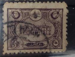 1913 Yeni Postane serisinden 5 kuruş-damgalı valör