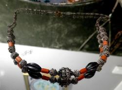 OSMANLI MERCAN TAŞLI GÜMÜŞ KOLYE