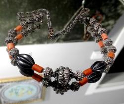 OSMANLI MERCAN TAŞLI GÜMÜŞ KOLYE