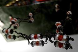 OSMANLI İNCİ VE MERCAN TAŞLI GÜMÜŞ KOLYE