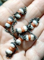 OSMANLI İNCİ VE MERCAN TAŞLI GÜMÜŞ KOLYE