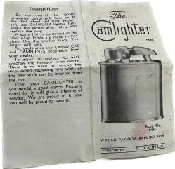 1946 ENGLAND CAMLİGHTER NADİR ESKİ BENZİNLİ ÇAKMAK