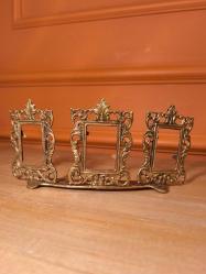 Üçlü pirinç fotopraf çerçevesi