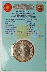 2018 YILI GÖREVE BAŞLAMA DARPHANE HATIRA BİMETAL 1 TÜRK LİRASI ÇİL ÖZEL YAPIM KİTİNDE