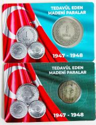 1947 Yılı Gümüş 1 Lira-50 Kuruş Takım..