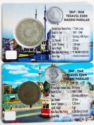 1947 Yılı Gümüş 1 Lira-50 Kuruş Takım..