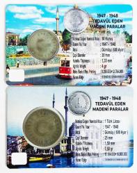 1947 Yılı Gümüş 1 Lira-50 Kuruş Takım..