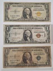 NADİR BULUNAN SARI-KIRMIZI-MAVİ MÜHÜRLÜ 1 DOLAR 3 LÜ SET