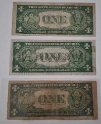 NADİR BULUNAN SARI-KIRMIZI-MAVİ MÜHÜRLÜ 1 DOLAR 3 LÜ SET