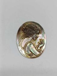 BR3---DOĞAL SEDEF CAMEO BROŞ ÖN YÜZÜ--FİRKETESİ YOK