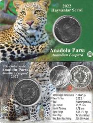 2022 Hayvanlar Serisi Anadolu Leoparı 1 Kuruş Alüminyum Hatıra Para Özel Kitinde