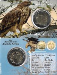 2014 Yılı Anadolu Kartalı Darphane Hatıra Bimetal Çil Özel Renkli Kapamasında