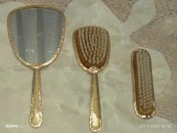 El aynası tarak ve elbise fırçası seti