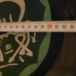 ESKİLERDEN ANTİKA TENEKE ÜZERİ MUHAMMED YAZILI LEVHA. EL YAZMADIR. NADİR.