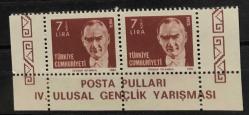 1982 ANTALYA '82 POSTA PULLARI IV.ULUSAL GENÇLİK YARIŞMASI HATIRA BLOKUNUN YARISI DAMGASIZ MNH p361a