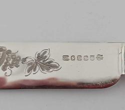 Antika Victorian  1906 Walker and Hall Sheffield İngiltere Sedef Saplı Bıçak ve Çatal Takımı Orjinal Kutusunda