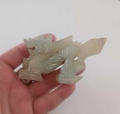 Antika Elde Oyma Nephrite Jade Yeşim Taşı Dragon  Figürü Şans ve Bereket Tılsımı Çin