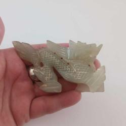 Antika Elde Oyma Nephrite Jade Yeşim Taşı Dragon  Figürü Şans ve Bereket Tılsımı Çin