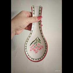 Retro Melamin Kaşıklık - Pembe Çiçekli