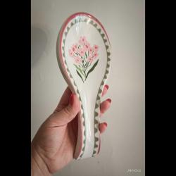 Retro Melamin Kaşıklık - Pembe Çiçekli