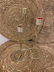 3 lü gümüş rengi Şamdan