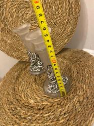 İkili cam gül detaylı şamdan