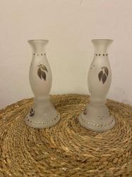 Gold detaylı Cam Şamdan Vazo