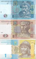 Ukrayna 2013/2014 Yılı 1/2/5 Grivna Yabancı Kağıt Seti Çil (Unc) Koleksiyon Para