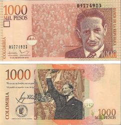 Kolombiya 2015 Yılı 1000 Pesos Yabancı Kağıt Para Çil (Unc) Koleksiyon Para