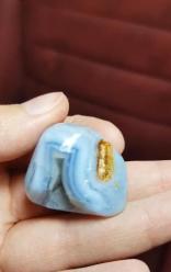 Palmstone Mavi Dantel Akik – Serbest Formlu Kristal, Sakinlik Taşı - Ağırlık: 23g - Benzersiz Koleksiyonluk Hediyelik Nadir Parça