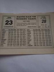 23 Eylül 1995-Orijinal Takvim Yaprağı-Doğum Günü-Söz,Nişan,Nikâh,Düğün ve Önemli Günler Hediyesi-Fatih Hak ve Hizmet Vakfı-Ayet/Hadis(Hadis/Tirmizi)-Bebek Banyosu-S.Demirel-Küpeler