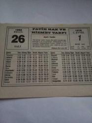 26 Eylül 1995-Orijinal Takvim Yaprağı-Doğum Günü-Söz,Nişan,Nikâh,Düğün ve Önemli Günler Hediyesi-Fatih Hak ve Hizmet Vakfı-Ayet/Hadis(Buhari,Dava'avât:65)-Damar Sertliği ve Felce İlaç-Alkolün Ettikleri