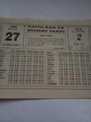 27 Eylül 1995-Orijinal Takvim Yaprağı-Doğum Günü-Söz,Nişan,Nikâh,Düğün ve Önemli Günler Hediyesi-Fatih Hak ve Hizmet Vakfı-Ayet/Hadis(Maide:90/91)-Çocukları Sevmek-A.Mahir Pekşen-Dünyanın En Ekonomik Kumbarası