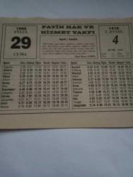 29 Eylül 1995-Orijinal Takvim Yaprağı-Doğum Günü-Söz,Nişan,Nikâh,Düğün ve Önemli Günler Hediyesi-Fatih Hak ve Hizmet Vakfı-Ayet/Hadis(İbni Mace:8/2859)Yardımlaşma ve Dayanışma Şuuru-Sözün Özü-İki Halife