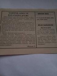 29 Eylül 1995-Orijinal Takvim Yaprağı-Doğum Günü-Söz,Nişan,Nikâh,Düğün ve Önemli Günler Hediyesi-Fatih Hak ve Hizmet Vakfı-Ayet/Hadis(İbni Mace:8/2859)Yardımlaşma ve Dayanışma Şuuru-Sözün Özü-İki Halife