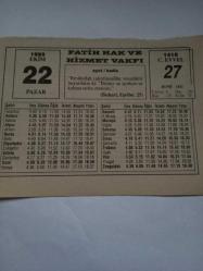 22 Ekim 1995-Orijinal Takvim Yaprağı-Doğum Günü-Söz,Nişan,Nikâh,Düğün ve Önemli Günler Hediyesi-Fatih Hak ve Hizmet Vakfı-Ayet/Hadis(Buhari,Eşribe:25)-Senaryo Hep Aynı-İbn-i Mace,C.8/2861-Allah'ı Zikir Nedir?