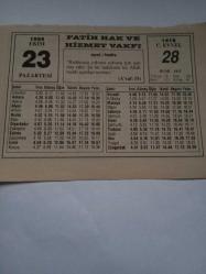 23 Ekim 1995-Orijinal Takvim Yaprağı-Doğum Günü-Söz,Nişan,Nikâh,Düğün ve Önemli Günler Hediyesi-Fatih Hak ve Hizmet Vakfı-Ayet/Hadis(A'raf:55)-İslam ve Kapitalizm-Portekiz Atasözü-Serap Nedir?