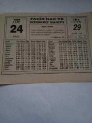 24 Ekim 1995-Orijinal Takvim Yaprağı-Doğum Günü-Söz,Nişan,Nikâh,Düğün ve Önemli Günler Hediyesi-Fatih Hak ve Hizmet Vakfı-Ayet/Hadis(Al-i İmran:10)-Demokrasi ve Medya-Sözün Özü-Tek Parça Ofis