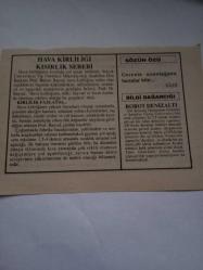25 Ekim 1995-Orijinal Takvim Yaprağı-Doğum Günü-Söz,Nişan,Nikâh,Düğün ve Önemli Günler Hediyesi-Fatih Hak ve Hizmet Vakfı-Ayet/Hadis(Tirmizi,Eşribe:13)-Hava Kirliliği Kısırlık Sebebi-Sâdi-Robot Denizaltı